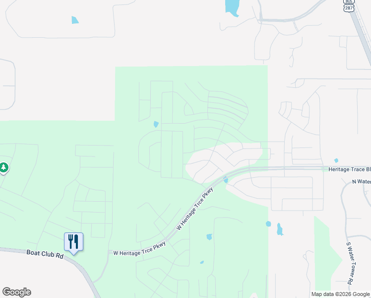 map of restaurants, bars, coffee shops, grocery stores, and more near 9808 Trusler Road in Fort Worth