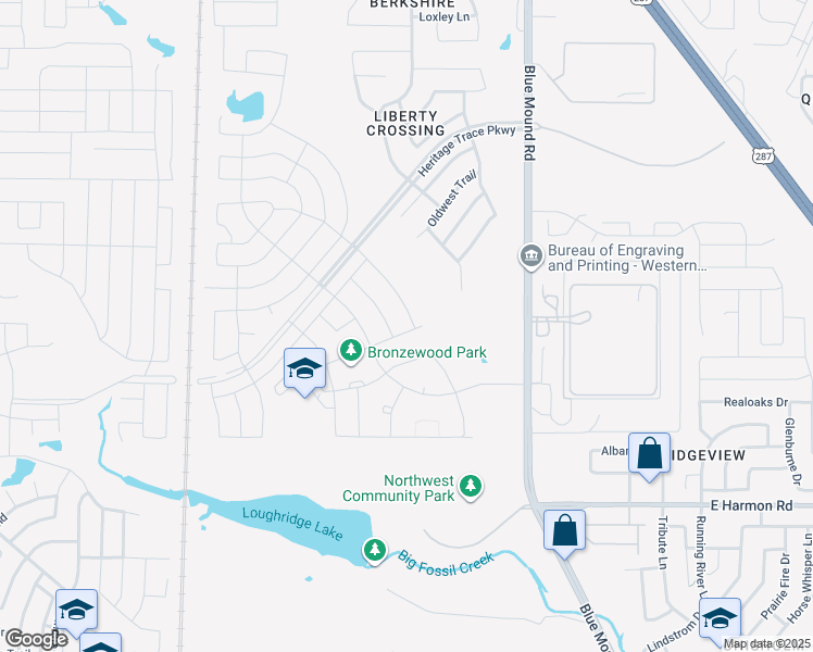 map of restaurants, bars, coffee shops, grocery stores, and more near 8908 Bison Creek Drive in Fort Worth