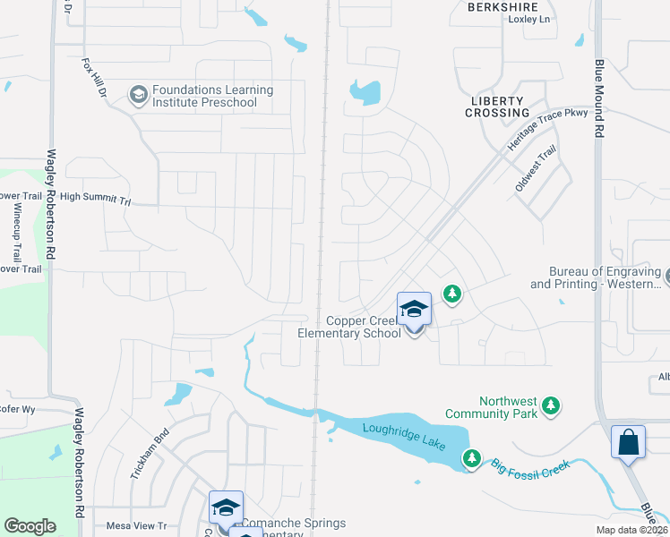 map of restaurants, bars, coffee shops, grocery stores, and more near 9100 Wagley Robertson Road in Fort Worth