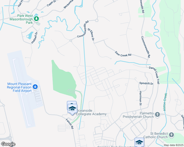 map of restaurants, bars, coffee shops, grocery stores, and more near Agate Bay Drive in Mount Pleasant