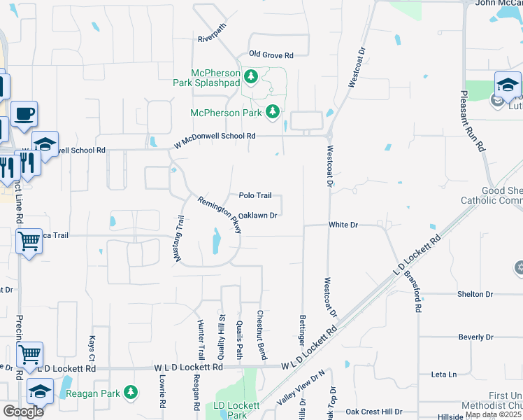map of restaurants, bars, coffee shops, grocery stores, and more near 306 Oaklawn Drive in Colleyville