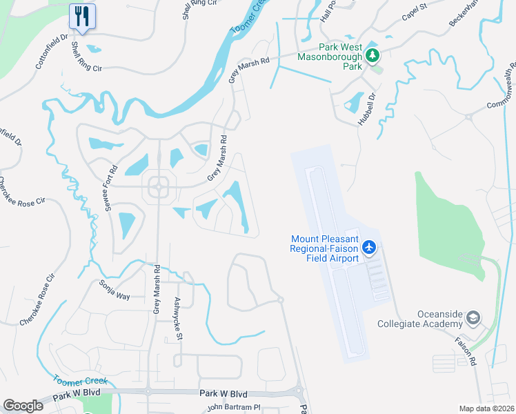 map of restaurants, bars, coffee shops, grocery stores, and more near 3518 Toomer Kiln Circle in Mount Pleasant