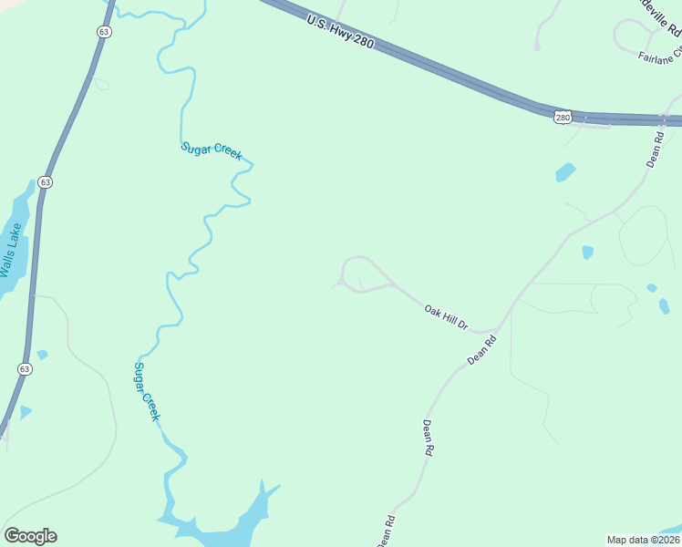 map of restaurants, bars, coffee shops, grocery stores, and more near 520 Oak Hill Drive in Alexander City