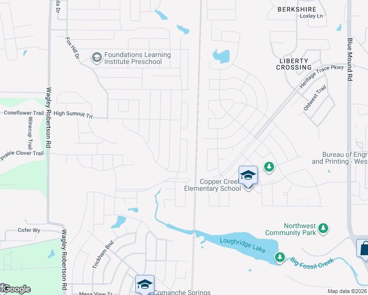 map of restaurants, bars, coffee shops, grocery stores, and more near 9117 Doverglen Drive in Fort Worth