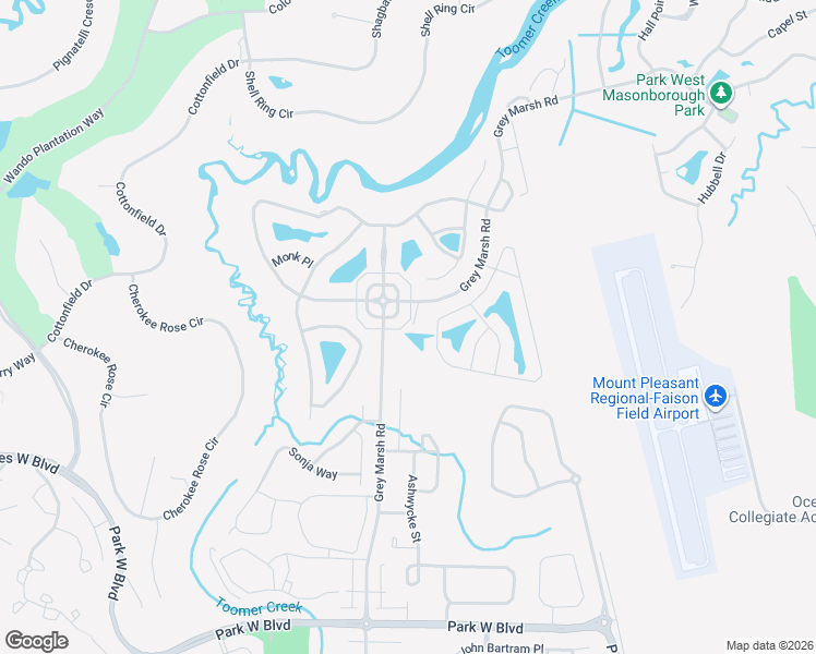 map of restaurants, bars, coffee shops, grocery stores, and more near 2001 Victor Baber Place in Mount Pleasant