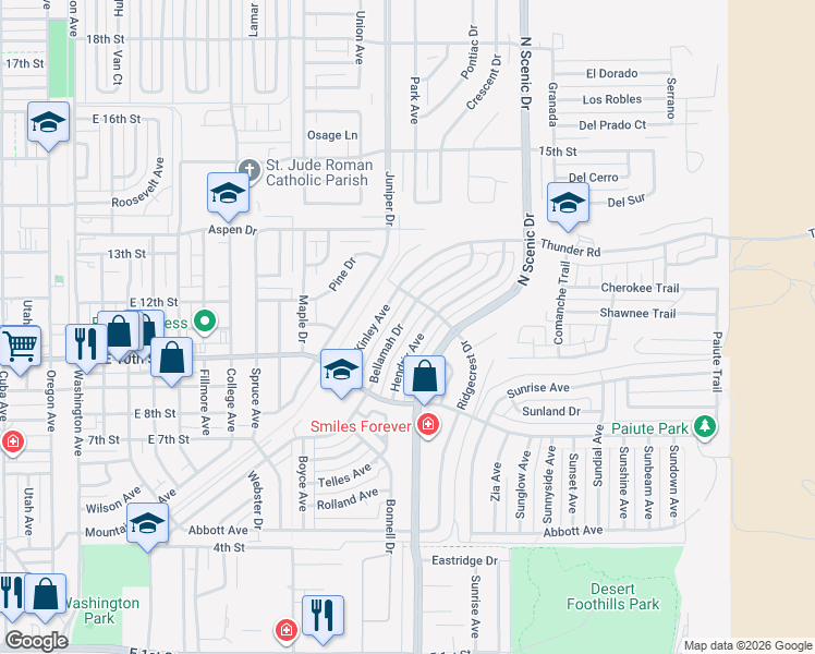 map of restaurants, bars, coffee shops, grocery stores, and more near 1209 Hendrix Avenue in Alamogordo