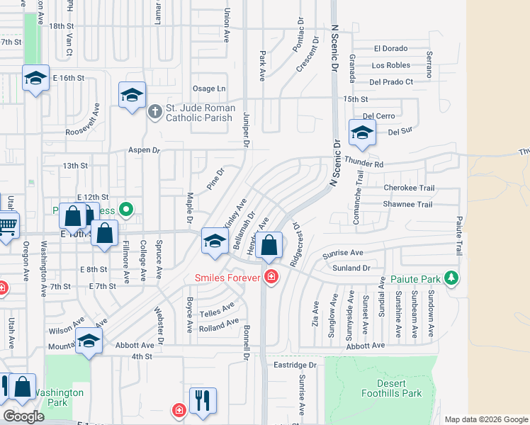 map of restaurants, bars, coffee shops, grocery stores, and more near 1209 Hendrix Avenue in Alamogordo
