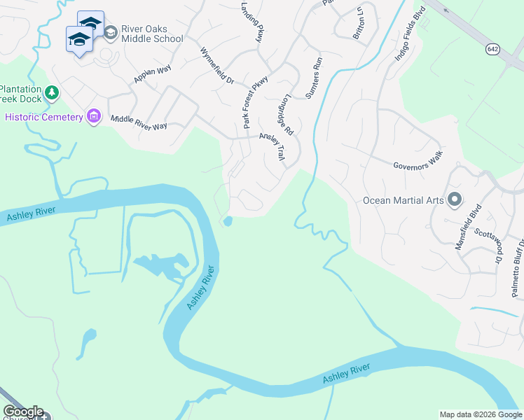 map of restaurants, bars, coffee shops, grocery stores, and more near 8256 Longridge Road in North Charleston