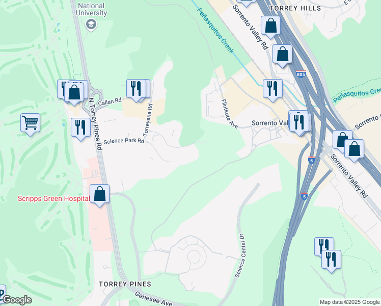 map of restaurants, bars, coffee shops, grocery stores, and more near 3210 Merryfield Row in San Diego