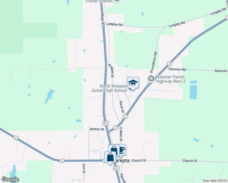 map of restaurants, bars, coffee shops, grocery stores, and more near 195 North Main Street in Sarepta