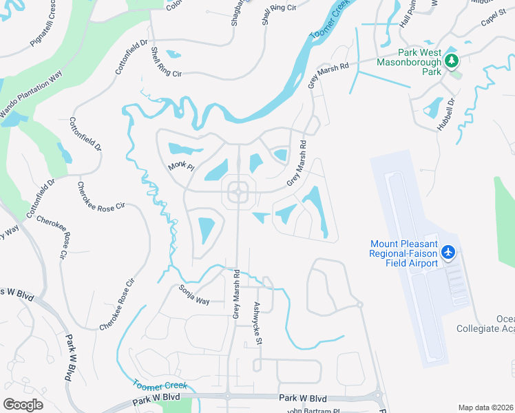 map of restaurants, bars, coffee shops, grocery stores, and more near 2001 Victor Baber Place in Mount Pleasant