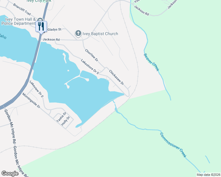 map of restaurants, bars, coffee shops, grocery stores, and more near 104 Sioux Circle in Ivey