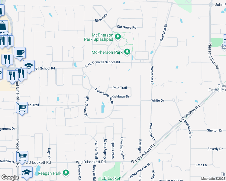 map of restaurants, bars, coffee shops, grocery stores, and more near 6407 Champion Way in Colleyville