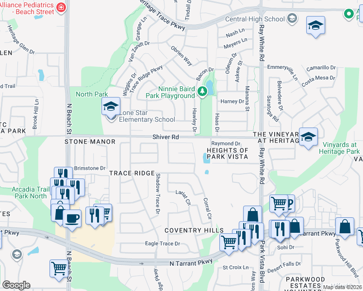 map of restaurants, bars, coffee shops, grocery stores, and more near 4924 Chaps Avenue in Fort Worth