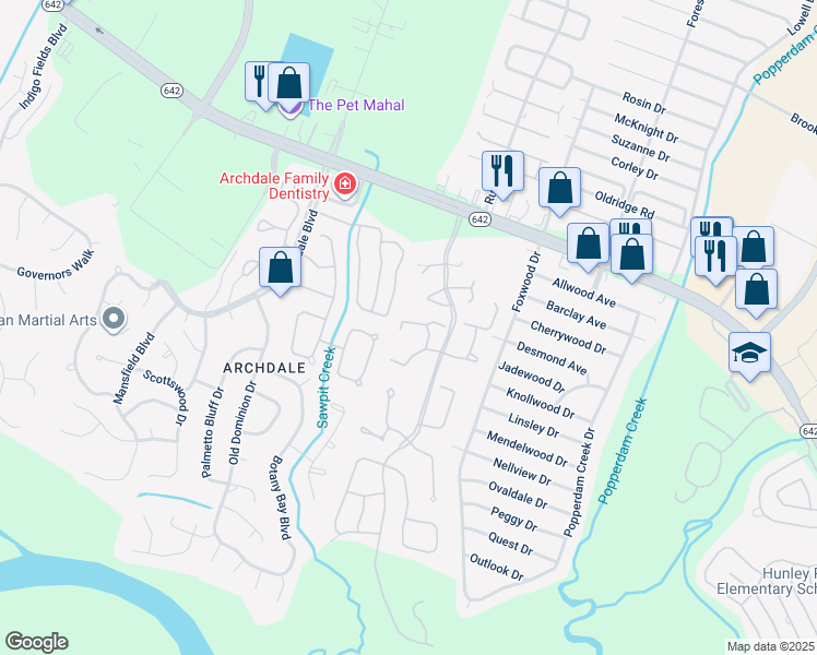 map of restaurants, bars, coffee shops, grocery stores, and more near 7930 Edgebrook Circle in North Charleston