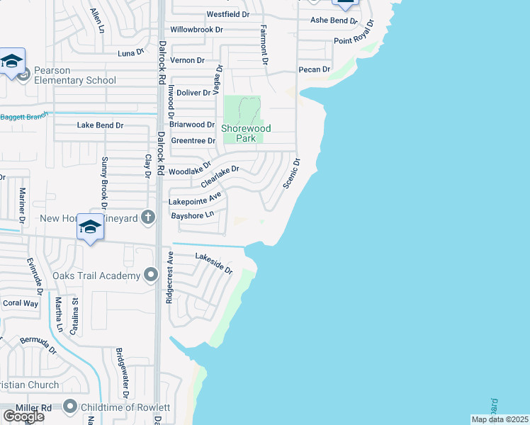 map of restaurants, bars, coffee shops, grocery stores, and more near 4402 Scenic Drive in Rowlett