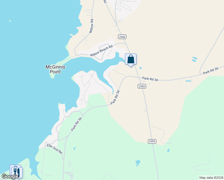 map of restaurants, bars, coffee shops, grocery stores, and more near 1523A Hummingbird Lane in Graford