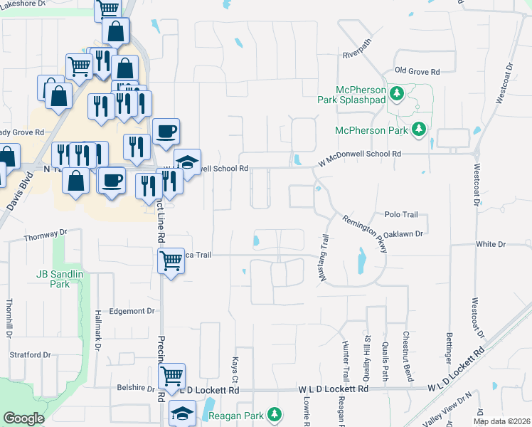 map of restaurants, bars, coffee shops, grocery stores, and more near 806 Marie Drive in Colleyville