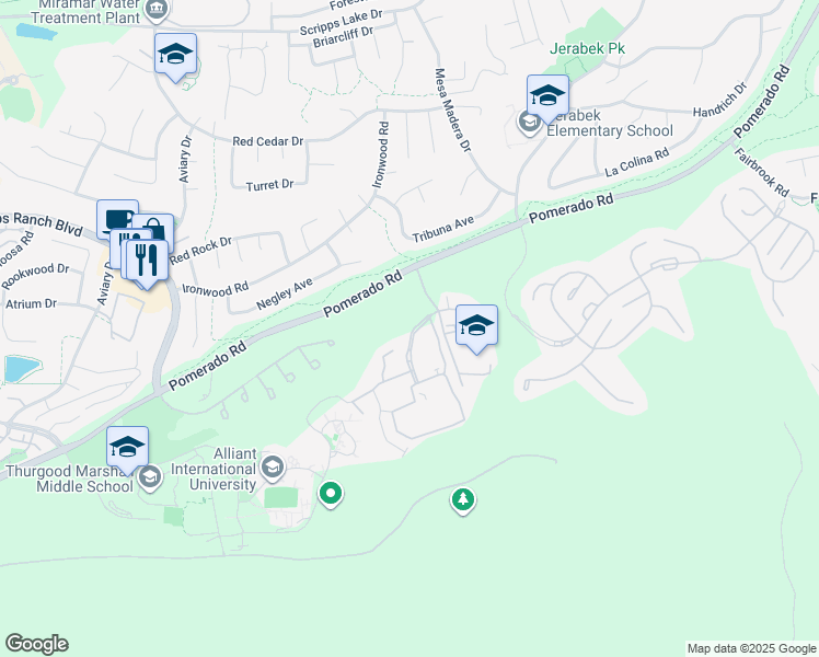 map of restaurants, bars, coffee shops, grocery stores, and more near Chabad Center Drwy in San Diego