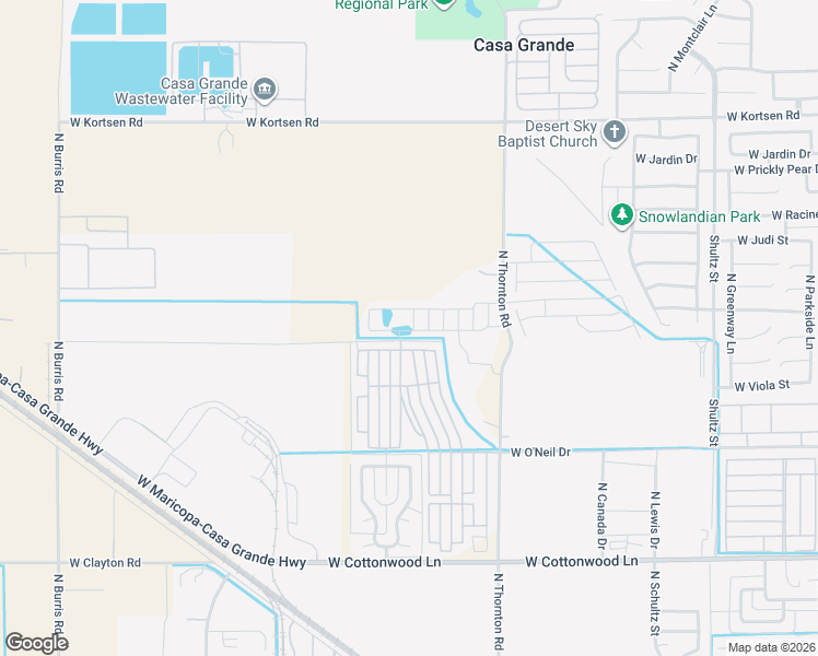 map of restaurants, bars, coffee shops, grocery stores, and more near 1703 North Thornton Road in Casa Grande