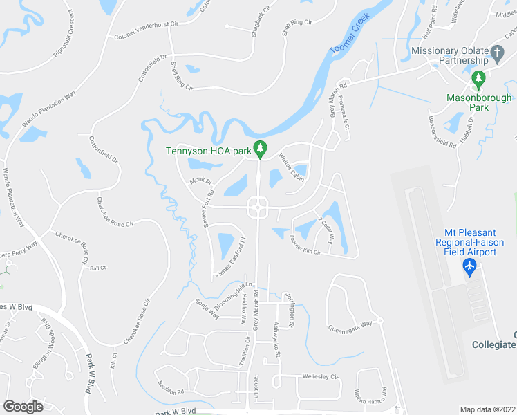 map of restaurants, bars, coffee shops, grocery stores, and more near 1785 Tennyson Row in Mount Pleasant