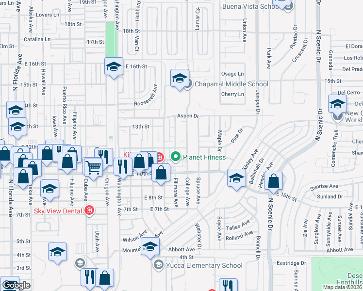 map of restaurants, bars, coffee shops, grocery stores, and more near 1905 East 12th Street in Alamogordo