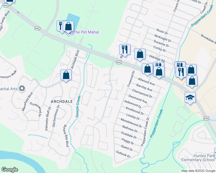 map of restaurants, bars, coffee shops, grocery stores, and more near 7935 Parklane Court in North Charleston