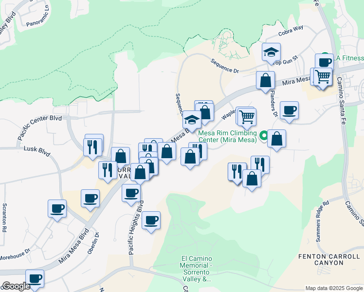 map of restaurants, bars, coffee shops, grocery stores, and more near 9444 Waples Street in San Diego