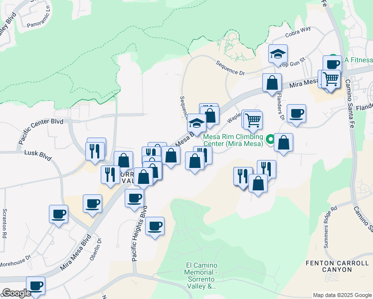 map of restaurants, bars, coffee shops, grocery stores, and more near 9444 Waples Street in San Diego