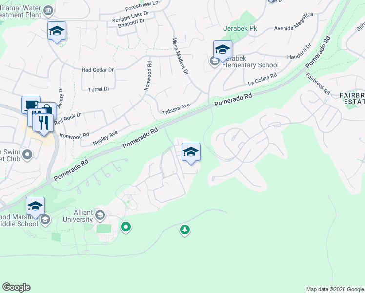 map of restaurants, bars, coffee shops, grocery stores, and more near Chabad Center Drwy in San Diego