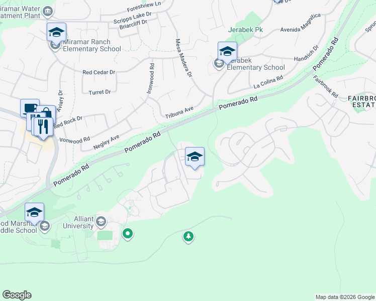 map of restaurants, bars, coffee shops, grocery stores, and more near Chabad Center Drwy in San Diego