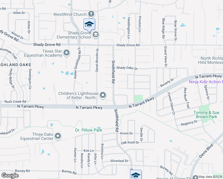 map of restaurants, bars, coffee shops, grocery stores, and more near 1503 Joshua Court in Keller