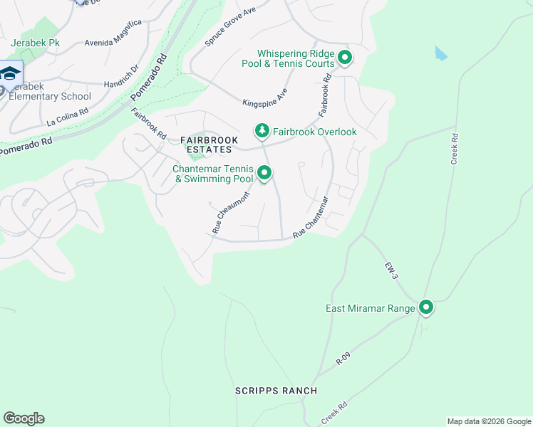 map of restaurants, bars, coffee shops, grocery stores, and more near 10261 Rue Saint Jacques in San Diego