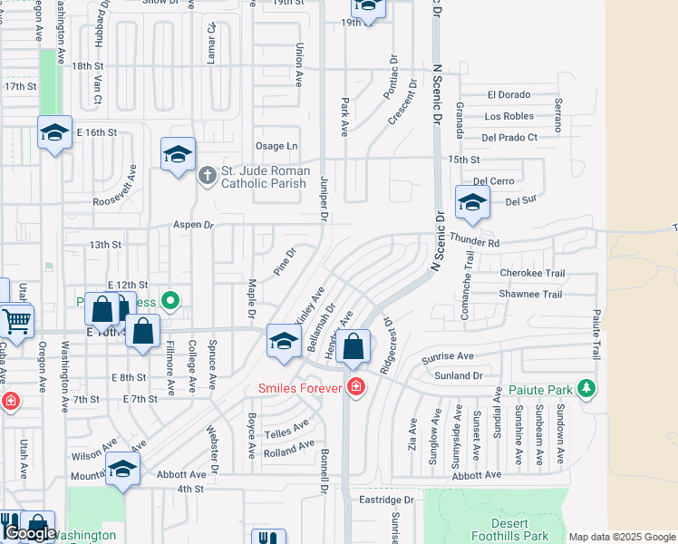 map of restaurants, bars, coffee shops, grocery stores, and more near 1304-1306 Mc Kinley Avenue in Alamogordo