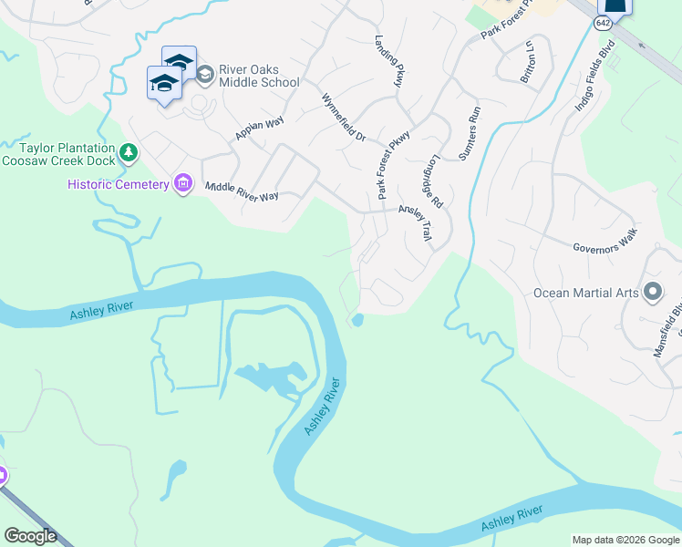 map of restaurants, bars, coffee shops, grocery stores, and more near 8375 Spring Farm Gate Circle in North Charleston