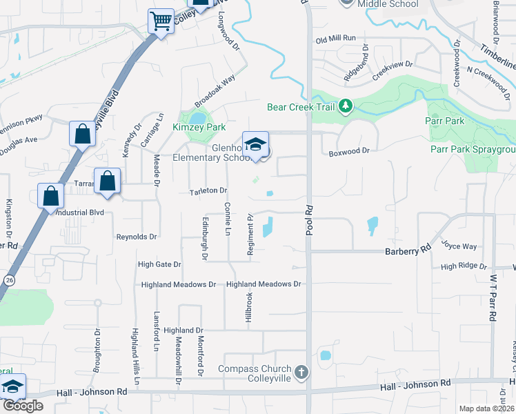 map of restaurants, bars, coffee shops, grocery stores, and more near 2512 Independence Road in Colleyville