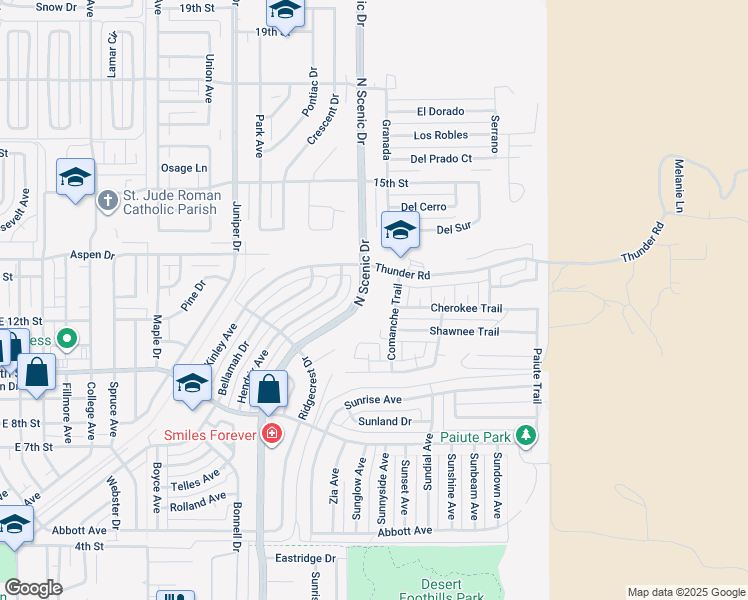 map of restaurants, bars, coffee shops, grocery stores, and more near 1324 North Scenic Drive in Alamogordo