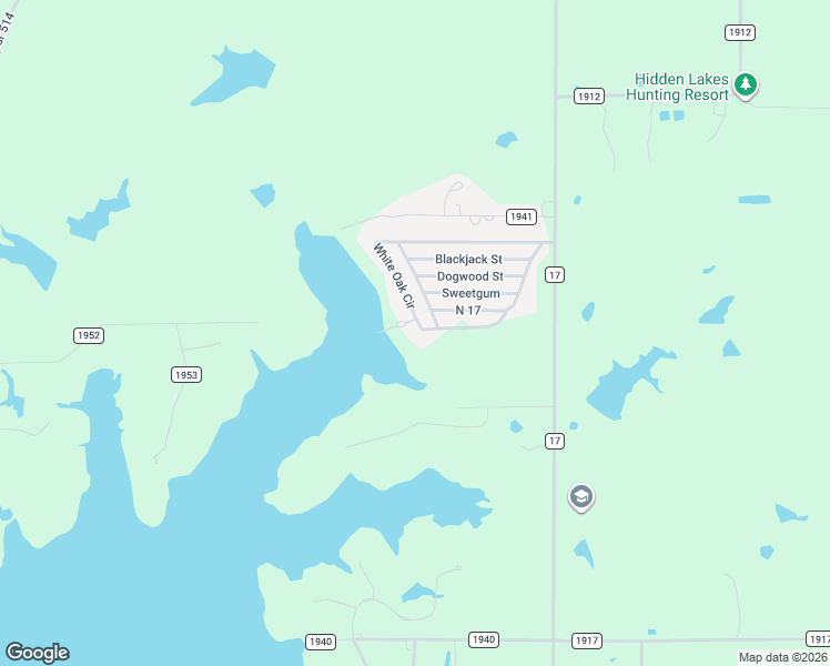 map of restaurants, bars, coffee shops, grocery stores, and more near White Oak Circle in Yantis