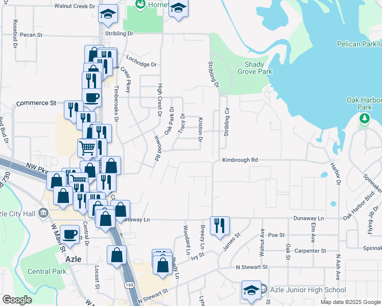 map of restaurants, bars, coffee shops, grocery stores, and more near 532 Harbor Crest Road in Azle