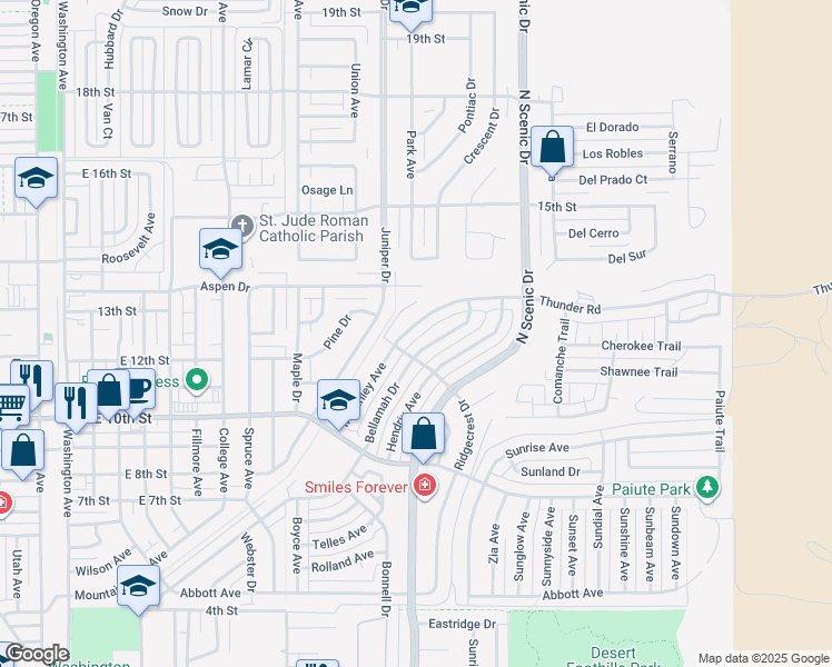 map of restaurants, bars, coffee shops, grocery stores, and more near 1306 Mc Kinley Avenue in Alamogordo