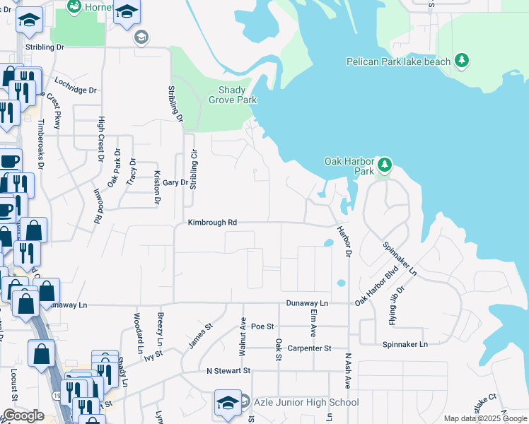 map of restaurants, bars, coffee shops, grocery stores, and more near 601 Sportsman Park Road in Azle