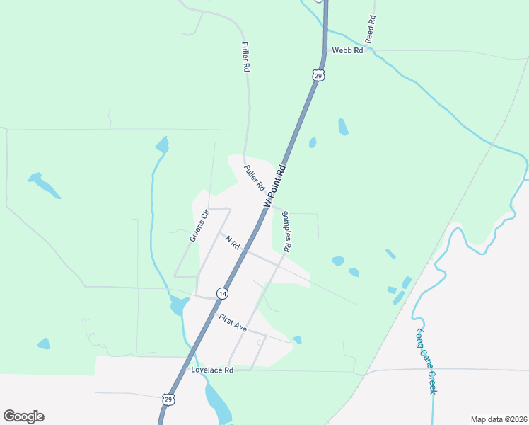 map of restaurants, bars, coffee shops, grocery stores, and more near 7681 West Point Road in West Point