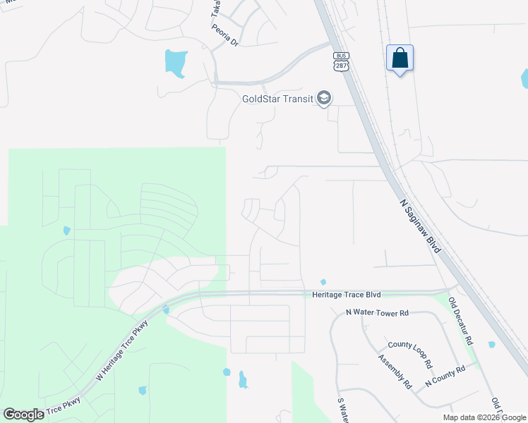 map of restaurants, bars, coffee shops, grocery stores, and more near 10151 North Saginaw Boulevard in Fort Worth