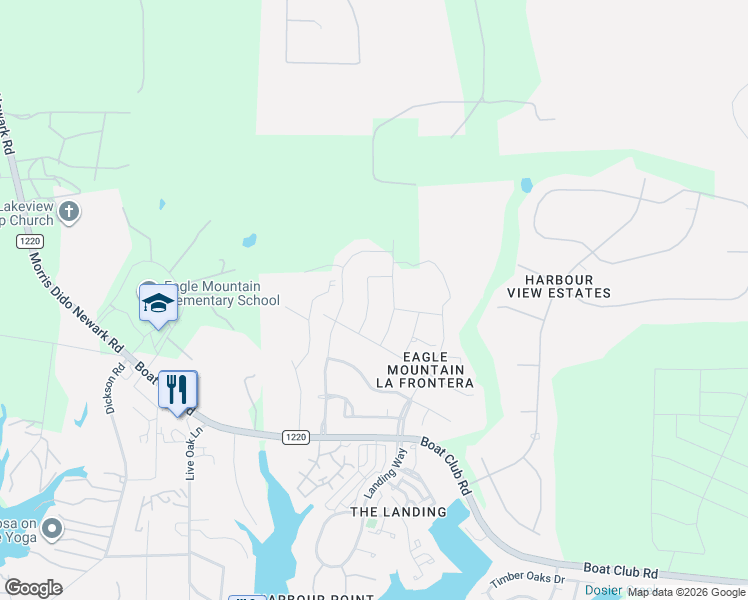 map of restaurants, bars, coffee shops, grocery stores, and more near 9920 Villa Verde Drive in Fort Worth