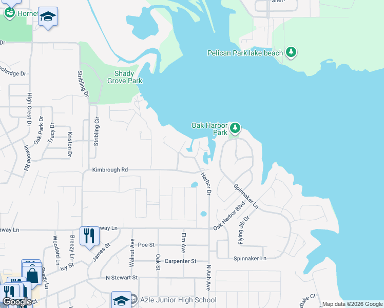 map of restaurants, bars, coffee shops, grocery stores, and more near 900 Kimbrough Road in Azle
