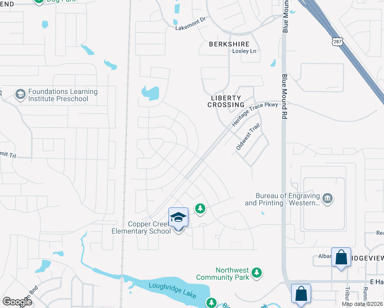 map of restaurants, bars, coffee shops, grocery stores, and more near 9116 Bronze Meadow Drive in Fort Worth