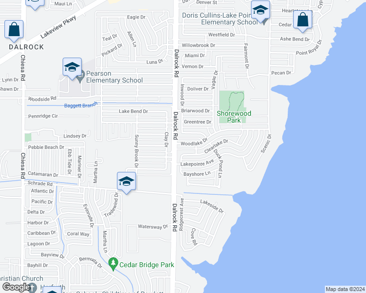 map of restaurants, bars, coffee shops, grocery stores, and more near 8714 Woodlake Drive in Rowlett