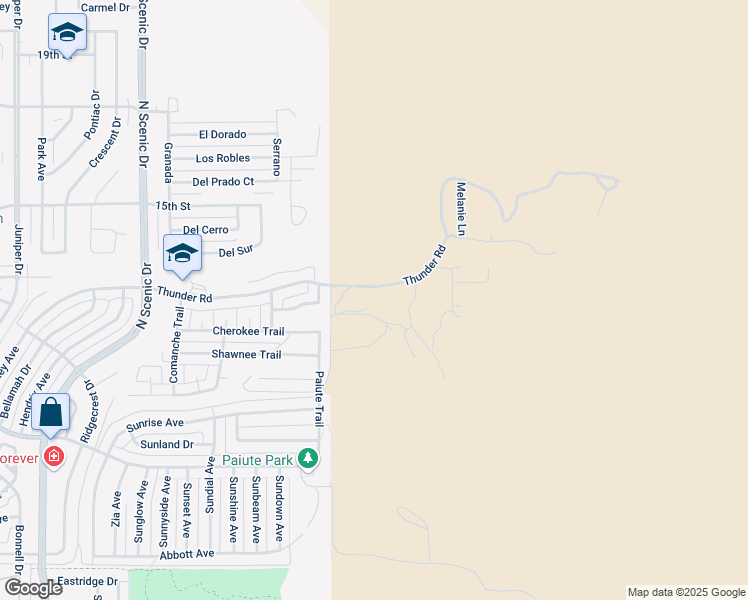 map of restaurants, bars, coffee shops, grocery stores, and more near 3301-3333 Thunder Road in Alamogordo