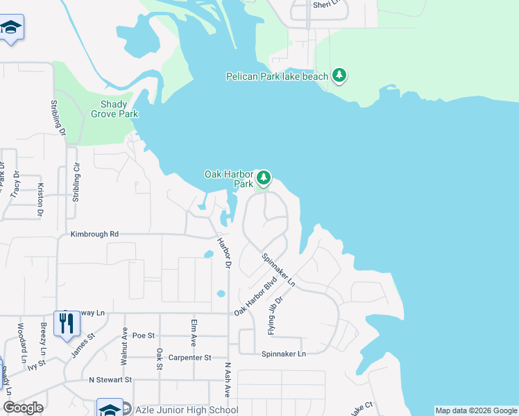map of restaurants, bars, coffee shops, grocery stores, and more near 1912 Spinnaker Lane in Azle