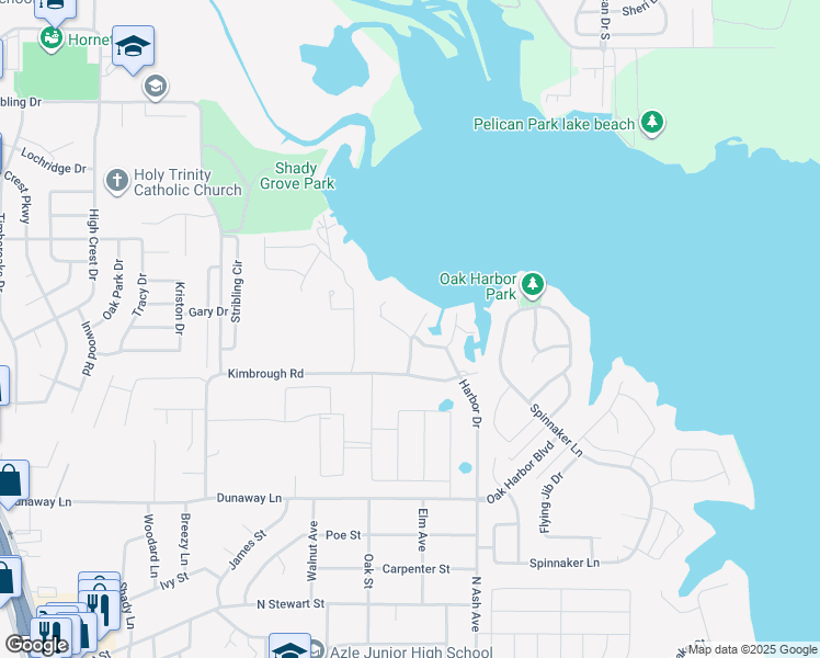 map of restaurants, bars, coffee shops, grocery stores, and more near 692 Harbor Drive in Azle